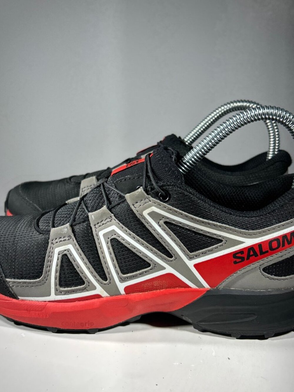 Salomon Speedcross Junior Boys Trail Hiking Shoes Size 4 Black Sneakers Camping